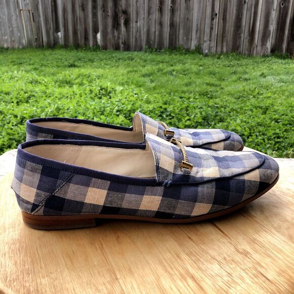 SAM EDELMAN Loraine Loafer Womens Sz 9 Blue Checkered Slip On Plaid Shoes Flat - Picture 8 of 15